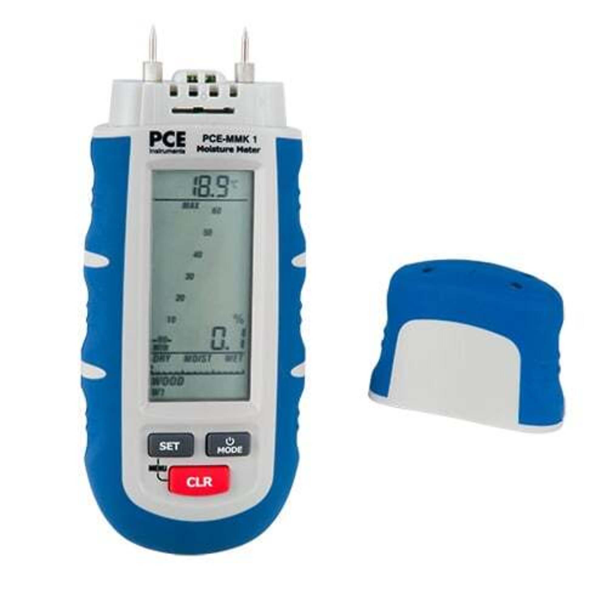 PCE Portable Digital Moisture Meter — Measures Wood, Paper, Textiles, Concrete, Ambient Temperature and Humidity, Model# PCE-MMK 1